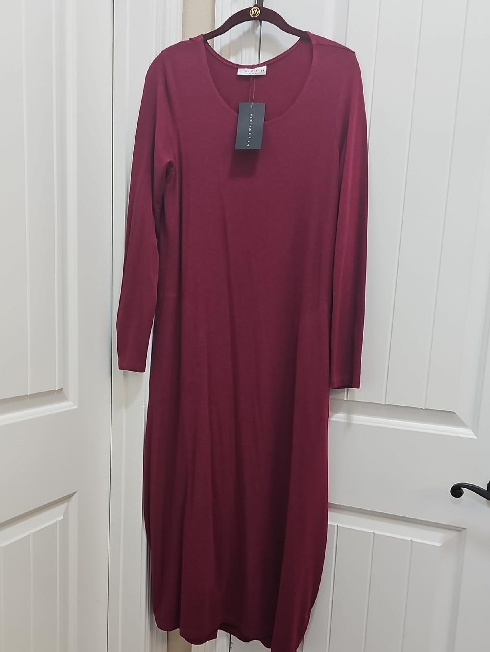 bryn Walker Long Sleeve Midi Dress in Burgundy